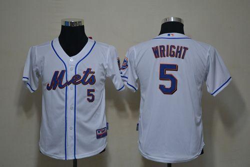Mets #5 David Wright White Cool Base Stitched Youth MLB Jersey - Click Image to Close